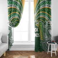Cook Islands Rugby League Window Curtain Tatau Tribal Motifs-Dark Green Color - Polynesian Pride