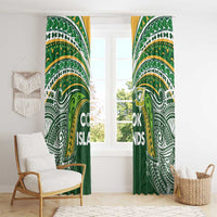 Cook Islands Rugby League Window Curtain Tatau Tribal Motifs-Dark Green Color - Polynesian Pride