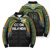 Custom Cook Islands Rugby League Bomber Puffer Jacket Tatau Tribal Motifs-Black Color - Polynesian Pride
