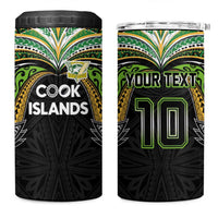 Custom Cook Islands Rugby League 4 in 1 Can Cooler Tumbler Tatau Tribal Motifs-Black Color - Polynesian Pride