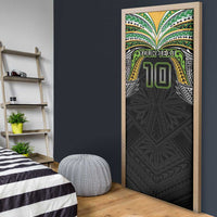 Custom Cook Islands Rugby League Door Cover Tatau Tribal Motifs-Black Color - Polynesian Pride