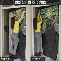 Custom Cook Islands Rugby League Door Cover Tatau Tribal Motifs-Black Color - Polynesian Pride