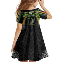 Custom Cook Islands Rugby League Family Matching Off Shoulder Maxi Dress and Hawaiian Shirt Tatau Tribal Motifs-Black Color LT03 - Polynesian Pride