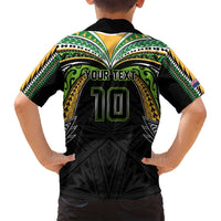 Custom Cook Islands Rugby League Family Matching Puletasi and Hawaiian Shirt Tatau Tribal Motifs-Black Color LT03 - Polynesian Pride