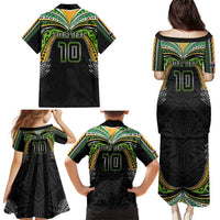 Custom Cook Islands Rugby League Family Matching Puletasi and Hawaiian Shirt Tatau Tribal Motifs-Black Color LT03 - Polynesian Pride