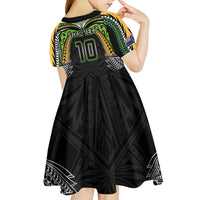 Custom Cook Islands Rugby League Kid Short Sleeve Dress Tatau Tribal Motifs-Black Color LT03 - Polynesian Pride