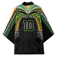 Custom Cook Islands Rugby League Kimono Tatau Tribal Motifs-Black Color - Polynesian Pride