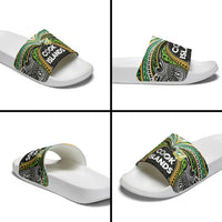 Cook Islands Rugby League Slide Sandals Tatau Tribal Motifs-Black Color - Polynesian Pride