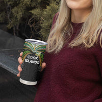 Custom Cook Islands Rugby League Tumbler Cup Tatau Tribal Motifs-Black Color - Polynesian Pride