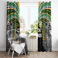 Cook Islands Rugby League Window Curtain Tatau Tribal Motifs-Black Color - Polynesian Pride