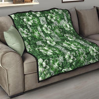 Hawaiian Quilt Pattern Quilt Hibiscus and Tribal Element Vintage Green Vibe LT03 - Polynesian Pride