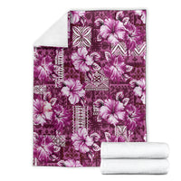 Hawaiian Quilt Pattern Blanket Hibiscus and Tribal Element Vintage Pink Vibe LT03 - Polynesian Pride