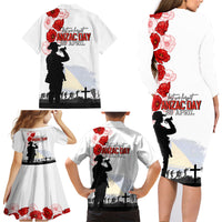 Tokelau ANZAC Day Family Matching Long Sleeve Bodycon Dress and Hawaiian Shirt Lest We Forget Red Poppy Flowers and Soldier LT03 - Polynesian Pride