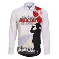Tokelau ANZAC Day Family Matching Short Sleeve Bodycon Dress and Hawaiian Shirt Lest We Forget Red Poppy Flowers and Soldier LT03 Dad's Shirt - Long Sleeve White - Polynesian Pride