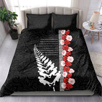 New Zealand ANZAC Day Bedding Set Soldier Silver Fern with Red Poppies Flower Maori Style LT03 - Polynesian Pride