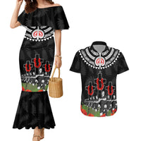 New Zealand ANZAC Day Couples Matching Mermaid Dress and Hawaiian Shirt Lest We Forget Haka Dance Respect LT03 Black - Polynesian Pride