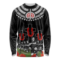 New Zealand ANZAC Day Long Sleeve Shirt Lest We Forget Haka Dance Respect LT03 Unisex Black - Polynesian Pride