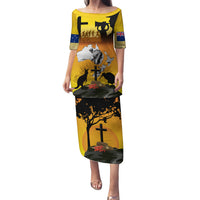 New Zealand and Australia ANZAC Day Family Matching Puletasi and Hawaiian Shirt Gallipoli Lest We Forget LT03 Mom's Dress Yellow - Polynesian Pride