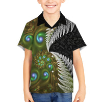 New Zealand Hawaiian Shirt Koru Abstract Art and Silver Fern Maori Pattern LT03 - Polynesian Pride