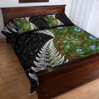 New Zealand Quilt Bed Set Koru Abstract Art and Silver Fern Maori Pattern