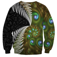New Zealand Sweatshirt Koru Abstract Art and Silver Fern Maori Pattern LT03 - Polynesian Pride