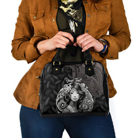 Custom New Zealand Women's Day Shoulder Handbag Maori Tribal Girl and Silver Fern Pattern