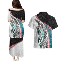 New Zealand Couples Matching Puletasi and Hawaiian Shirt Manaia Fern and Koru Maori Pattern LT03 - Polynesian Pride