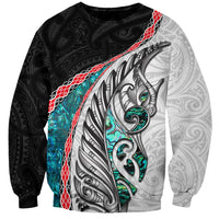 New Zealand Sweatshirt Manaia Fern and Koru Maori Pattern LT03 Unisex Black - Polynesian Pride