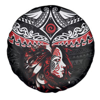 New Zealand Maori Girl Spare Tire Cover Silver Fern and Koru Pattern
