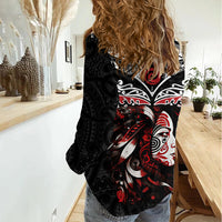 New Zealand Maori Girl Women Casual Shirt Silver Fern and Koru Pattern LT03 - Polynesian Pride