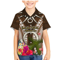 Vanuatu Selebretem 44th Indipendens Dei Family Matching Mermaid Dress and Hawaiian Shirt Yumi Pig Tusk and Namele Fern LT03 Son's Shirt Brown - Polynesian Pride