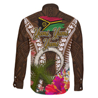 Vanuatu Selebretem 44th Indipendens Dei Family Matching Off The Shoulder Long Sleeve Dress and Hawaiian Shirt Yumi Pig Tusk and Namele Fern