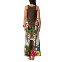 Vanuatu Selebretem 44th Indipendens Dei Family Matching Tank Maxi Dress and Hawaiian Shirt Yumi Pig Tusk and Namele Fern