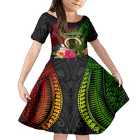 Vanuatu Independence Day Family Matching Puletasi and Hawaiian Shirt Tugeta Yumi Selebretem Indipendens Dei LT03 Daughter's Dress Black - Polynesian Pride
