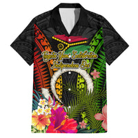 Vanuatu Independence Day Family Matching Puletasi and Hawaiian Shirt Tugeta Yumi Selebretem Indipendens Dei LT03 Dad's Shirt - Short Sleeve Black - Polynesian Pride