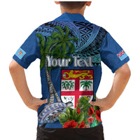 Personalised Fiji Independence Day Family Matching Mermaid Dress and Hawaiian Shirt Fijian Coat of Arms Palm and Hibiscus Tapa Pattern LT03 - Polynesian Pride