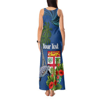 Personalised Fiji Independence Day Tank Maxi Dress Fijian Coat of Arms Palm and Hibiscus Tapa Pattern LT03 - Polynesian Pride