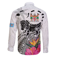 Fiji Iguana Family Matching Long Sleeve Bodycon Dress and Hawaiian Shirt Tapa Tribal Tattoo and Hibiscus LT03 - Polynesian Pride