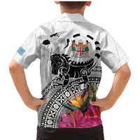 Fiji Iguana Family Matching Mermaid Dress and Hawaiian Shirt Tapa Tribal Tattoo and Hibiscus LT03 - Polynesian Pride