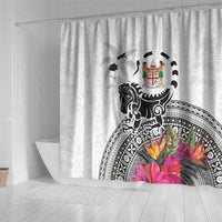Fiji Iguana Shower Curtain Tapa Tribal Tattoo and Hibiscus