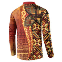 Samoan Pacific Tribal Flower Geometric Art Tattoos Button Sweatshirt Siapo Pattern Flame Sunset - Polynesian Pride