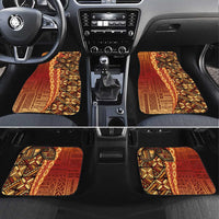Samoan Pacific Tribal Flower Geometric Art Tattoos Car Mats Siapo Pattern Flame Sunset - Polynesian Pride