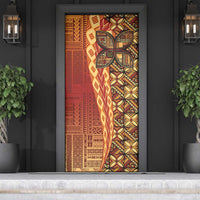 Samoan Pacific Tribal Flower Geometric Art Tattoos Door Cover Siapo Pattern Flame Sunset - Polynesian Pride
