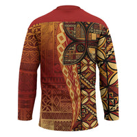 Samoan Pacific Tribal Flower Geometric Art Tattoos Hockey Jersey Siapo Pattern Flame Sunset - Polynesian Pride