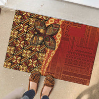 Samoan Pacific Tribal Flower Geometric Art Tattoos Rubber Doormat Siapo Pattern Flame Sunset - Polynesian Pride