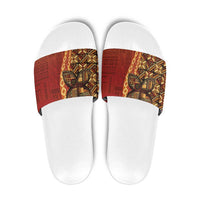 Samoan Pacific Tribal Flower Geometric Art Tattoos Slide Sandals Siapo Pattern Flame Sunset - Polynesian Pride