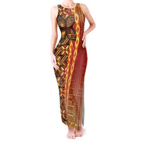 Samoan Pacific Tribal Flower Geometric Art Tattoos Tank Maxi Dress Siapo Pattern Flame Sunset - Polynesian Pride