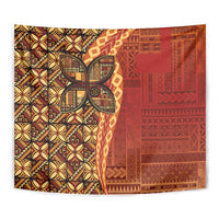 Samoan Pacific Tribal Flower Geometric Art Tattoos Tapestry Siapo Pattern Flame Sunset - Polynesian Pride