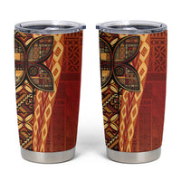 Samoan Pacific Tribal Flower Geometric Art Tattoos Tumbler Cup Siapo Pattern Flame Sunset - Polynesian Pride