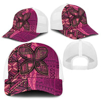 Samoan Pacific Tribal Flower Geometric Art Tattoos Baseball Net Cap Siapo Pattern Romantic Rose - Polynesian Pride